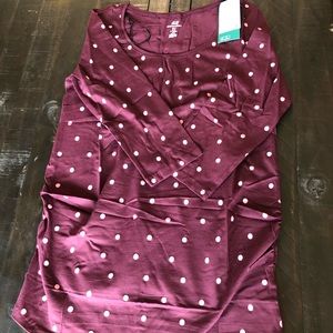 NWT Burgundy Polka Dot Maternity Top
